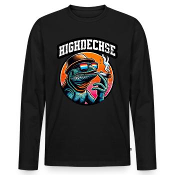 Haut lézard lézards Iguane Reptiles - T-shirt manches longues Premium bio Homme - noir - Devant - Nico (187cm)