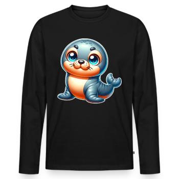 Seal seal - Men's Premium Organic Long Sleeve Shirt - black - Front - Nico (187cm)