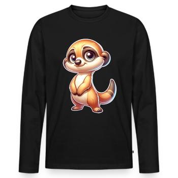 Suricate - T-shirt manches longues Premium bio Homme - noir - Devant - Nico (187cm)