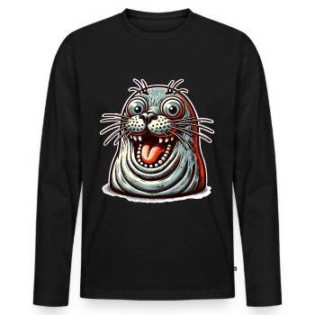 Seal seal - Men's Premium Organic Long Sleeve Shirt - black - Front - Nico (187cm)