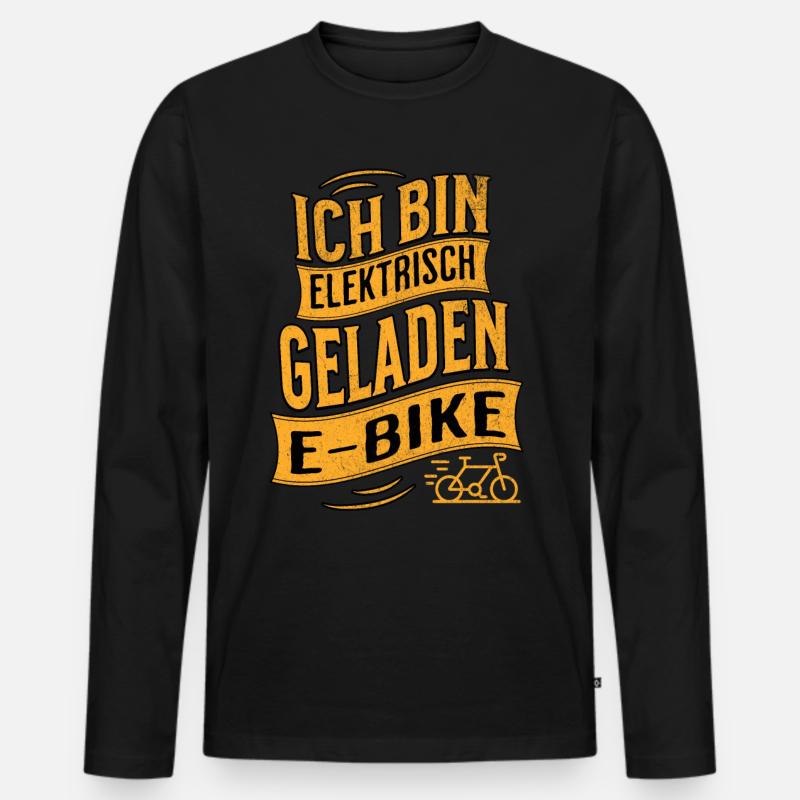 E-Bike E-Biker - Männer Premium Bio Langarmshirt - Schwarz