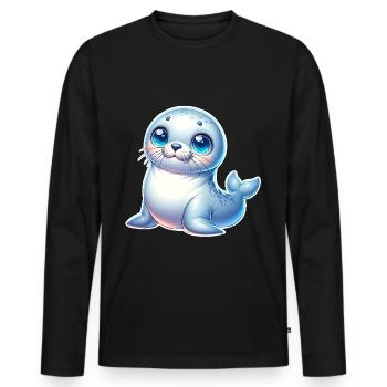 Seal seal - Men's Premium Organic Long Sleeve Shirt - black - Front - Nico (187cm)