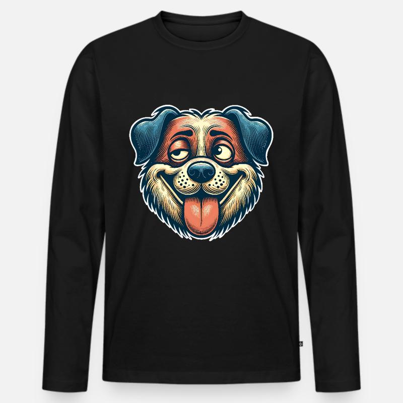Hund - Männer Premium Bio Langarmshirt - Schwarz