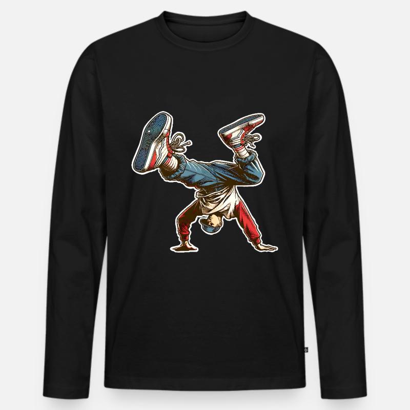 Breakdance - Männer Premium Bio Langarmshirt - Schwarz