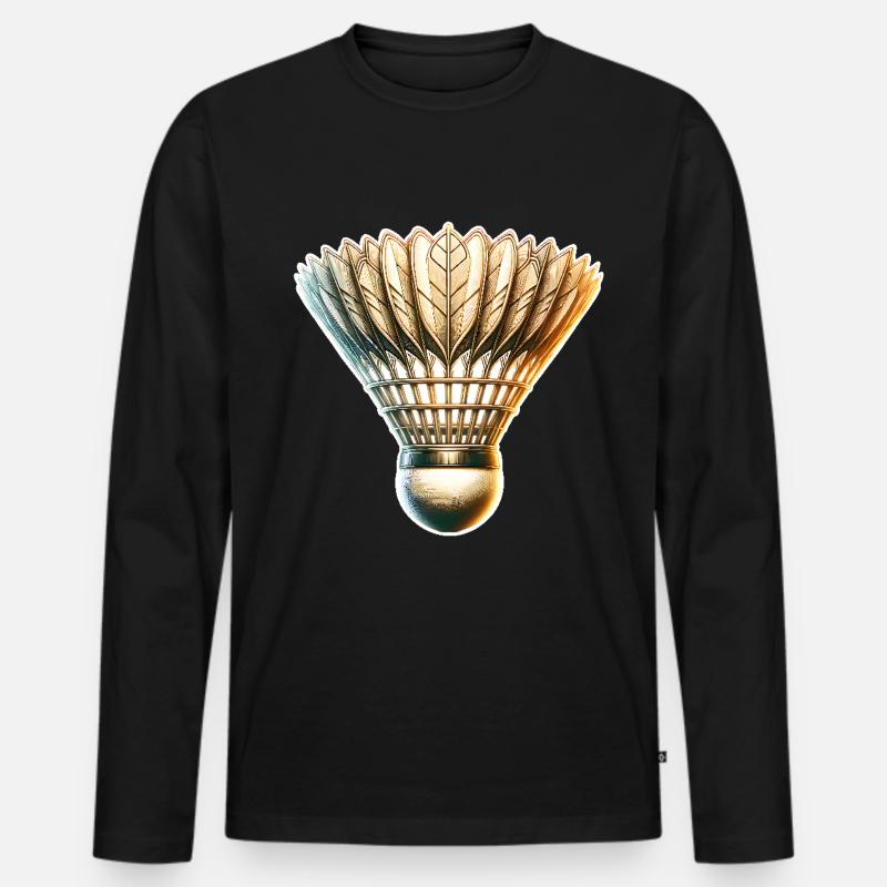 Badminton - Männer Premium Bio Langarmshirt - Schwarz