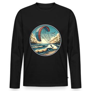 Kitesurfen Kitesurf Kitesurfer Kiteboard - Männer Premium Bio Langarmshirt - Schwarz - Vorne - Nico (187cm)