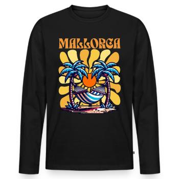 Majorca - Men's Premium Organic Long Sleeve Shirt - black - Front - Nico (187cm)