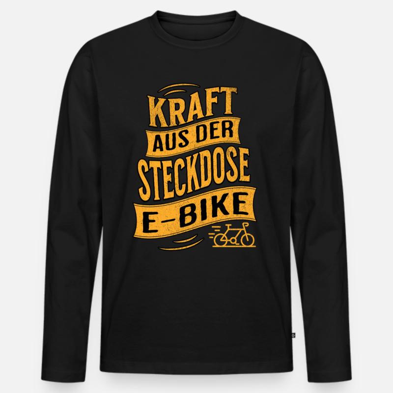 E-Bike E-Biker - Männer Premium Bio Langarmshirt - Schwarz
