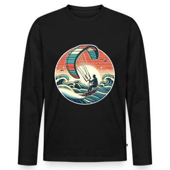 Kitesurf Kitesurfer Kiteboard - T-shirt manches longues Premium bio Homme - noir - Devant - Nico (187cm)