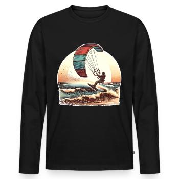 Kitesurf Kitesurfer Kiteboard - Männer Premium Bio Langarmshirt - Schwarz - Vorne - Nico (187cm)
