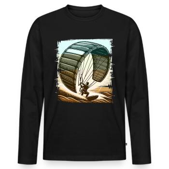 Kitesurf Kitesurfer Kiteboard - T-shirt manches longues Premium bio Homme - noir - Devant - Nico (187cm)