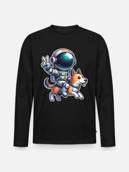 Astronaut Dog - Men's Premium Organic Long Sleeve Shirt - black