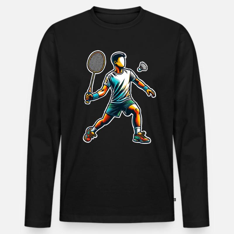 Badminton - Männer Premium Bio Langarmshirt - Schwarz