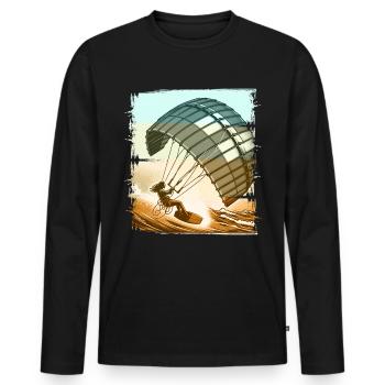 Kitesurf Kitesurfer Kiteboard - T-shirt manches longues Premium bio Homme - noir - Devant - Nico (187cm)