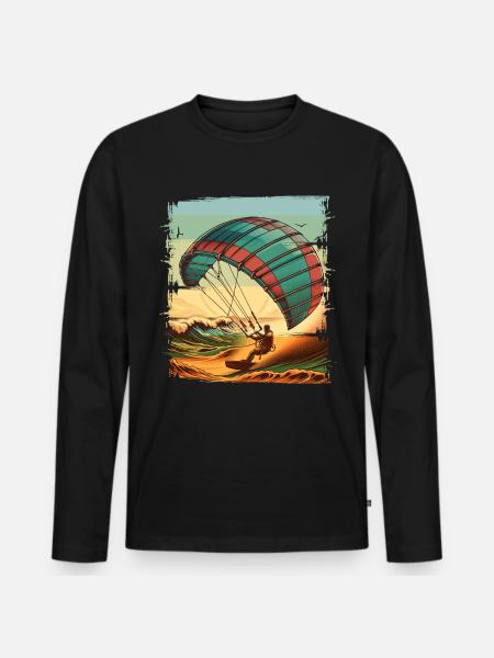 Kitesurfing Kitesurfer Kiteboard - Men's Premium Organic Long Sleeve Shirt - black