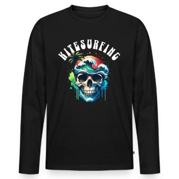Kitesurf Kitesurfer Kiteboard - T-shirt manches longues Premium bio Homme - noir - Devant - Nico (187cm)