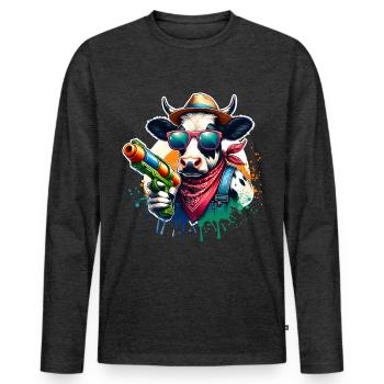 Pistolet à eau vache - T-shirt manches longues Premium bio Homme - anthracite chiné - Devant - Nico (187cm)