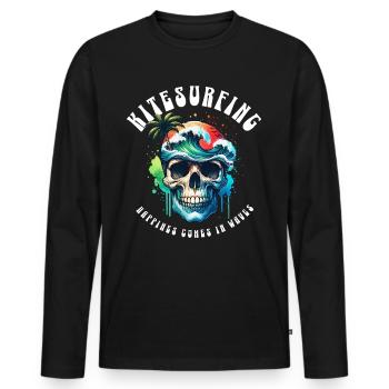 Kitesurf Kitesurfer Kiteboard - T-shirt manches longues Premium bio Homme - noir - Devant - Nico (187cm)