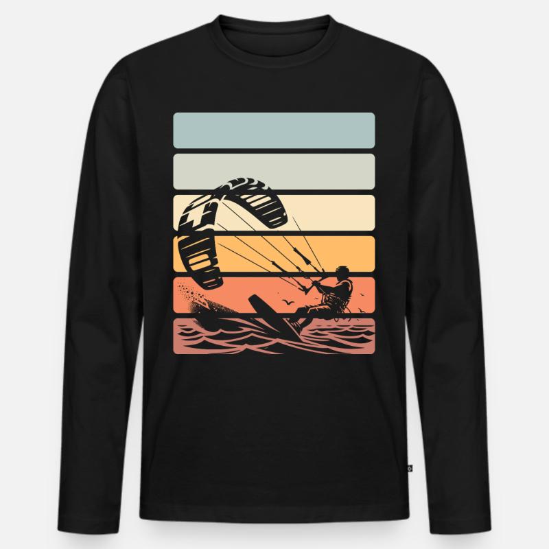 Kitesurfen Kitesurfer Kiteboard - Männer Premium Bio Langarmshirt - Schwarz