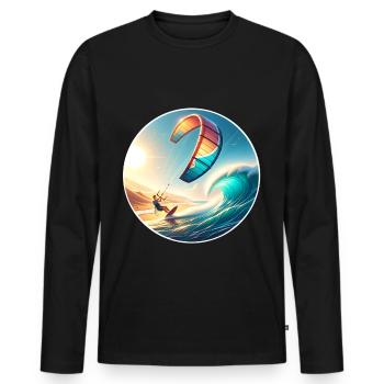 Kitesurfen Kitesurfer Kiteboard - Männer Premium Bio Langarmshirt - Schwarz - Vorne - Nico (187cm)