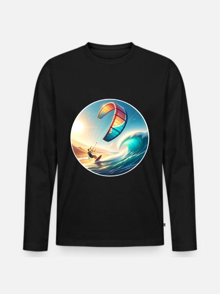 Kitesurf Kitesurfer Kiteboard - T-shirt manches longues Premium bio Homme - noir