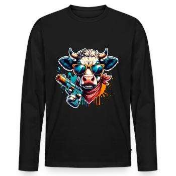 Pistolet à eau vache - T-shirt manches longues Premium bio Homme - noir - Devant - Nico (187cm)