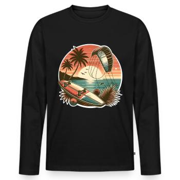 Kitesurfen Kitesurfer Kiteboard - Männer Premium Bio Langarmshirt - Schwarz - Vorne - Nico (187cm)