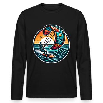 Kitesurfen Kitesurfer Kiteboard - Männer Premium Bio Langarmshirt - Schwarz - Vorne - Nico (187cm)