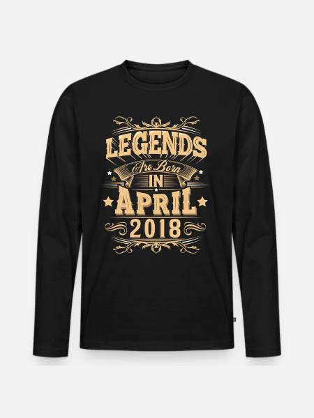 April 2018 Birthday Legend - Men's Premium Organic Long Sleeve Shirt - black
