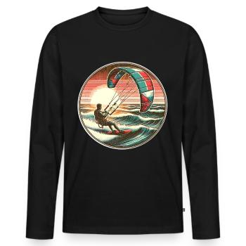 Kitesurfen Kitesurfer Kiteboard - Männer Premium Bio Langarmshirt - Schwarz - Vorne - Nico (187cm)