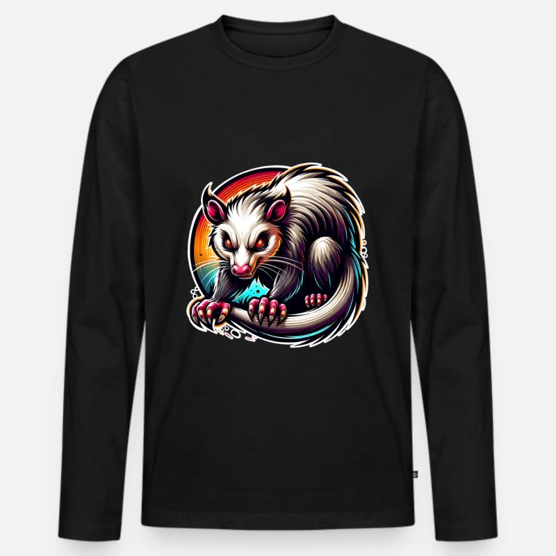 Opossum - Männer Premium Bio Langarmshirt - Schwarz