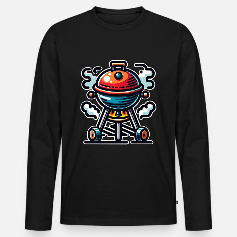 Grill - Männer Premium Bio Langarmshirt - Schwarz