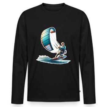 Kitesurfen Kitesurfer Kiteboard - Männer Premium Bio Langarmshirt - Schwarz - Vorne - Nico (187cm)