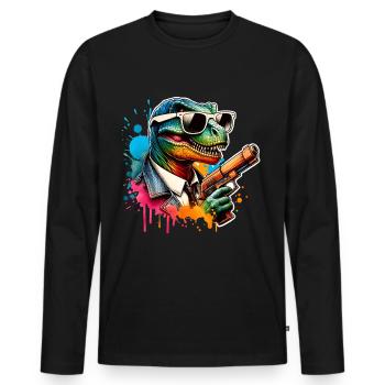 Pistolet à eau dinosaure T Rex - T-shirt manches longues Premium bio Homme - noir - Devant - Nico (187cm)