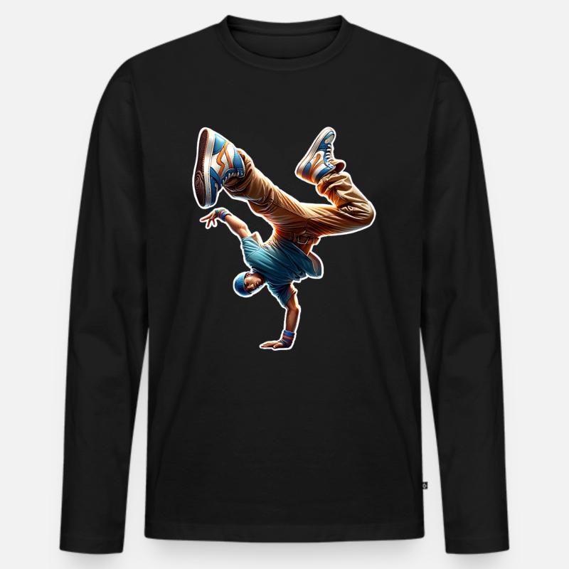 Breakdance - Männer Premium Bio Langarmshirt - Schwarz