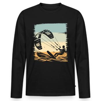 Kitesurf Kitesurfer Kiteboard - T-shirt manches longues Premium bio Homme - noir - Devant - Nico (187cm)