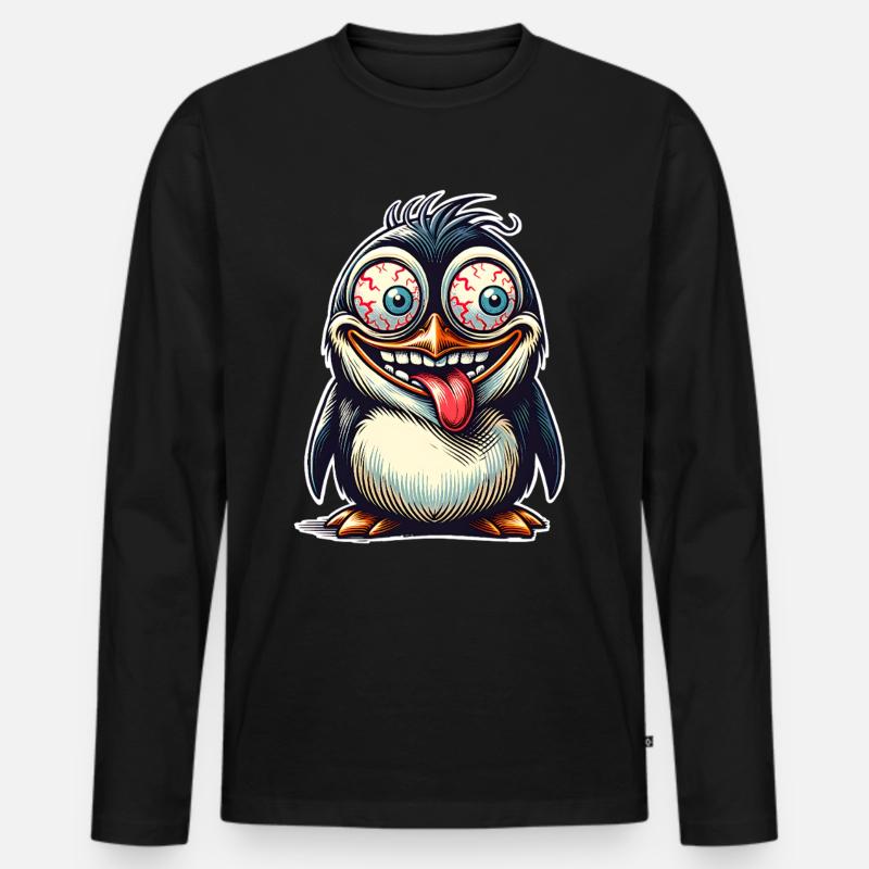 Pinguin - Männer Premium Bio Langarmshirt - Schwarz