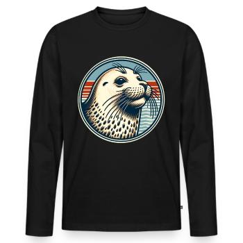 Seal seal - Men's Premium Organic Long Sleeve Shirt - black - Front - Nico (187cm)