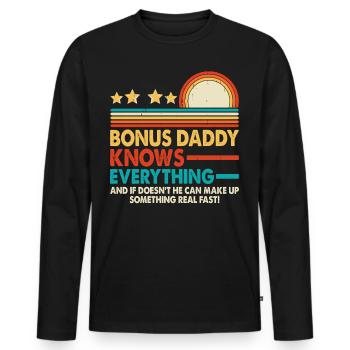 Bonus Dad - Men's Premium Organic Long Sleeve Shirt - black - Front - Nico (187cm)