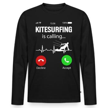 Kitesurfer Kiteboard Kitesurfen Kitesurf - Männer Premium Bio Langarmshirt - Schwarz - Vorne - Nico (187cm)