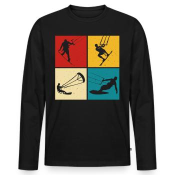 Kitesurfer Kiteboard Kitesurfen Kitesurf - Männer Premium Bio Langarmshirt - Schwarz - Vorne - Nico (187cm)