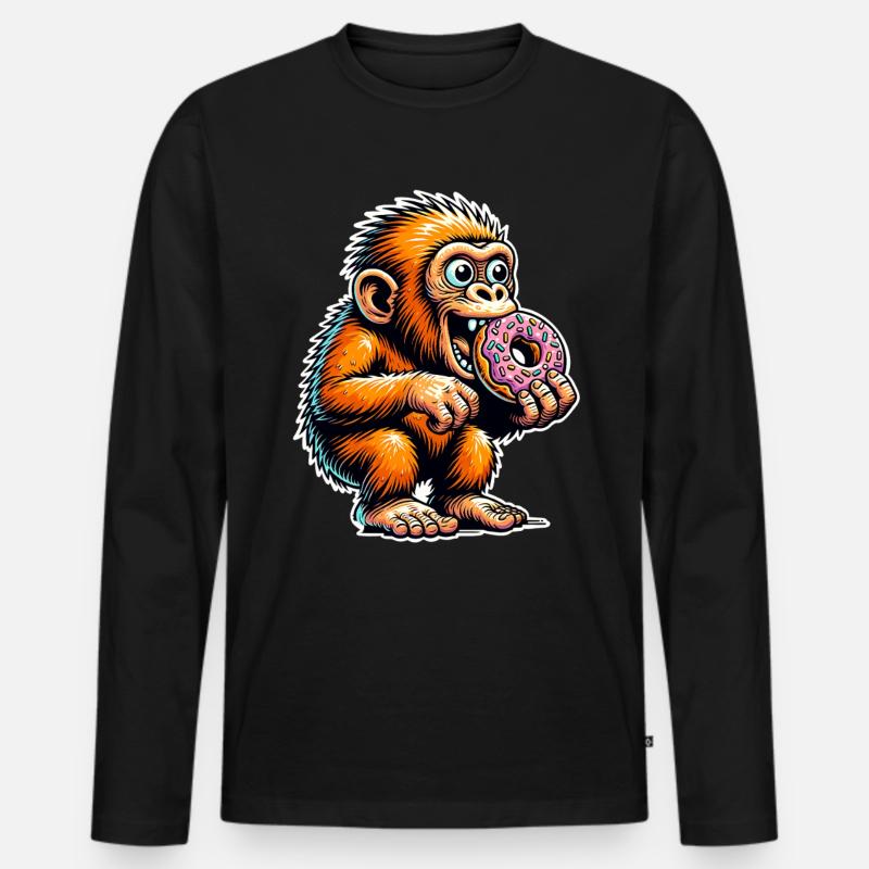 Neandertaler Donut - Männer Premium Bio Langarmshirt - Schwarz