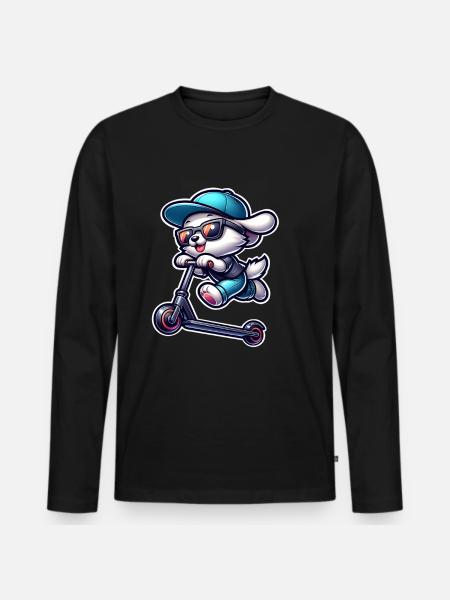 E-Scooter E-Scooter Scooter Dog - Men's Premium Organic Long Sleeve Shirt - black