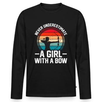 Never Underestimate A Girl With A Bow - Men's Premium Organic Long Sleeve Shirt - black - Front - Nico (187cm)