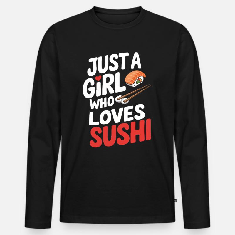 Sushi - Männer Premium Bio Langarmshirt - Schwarz