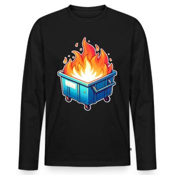 Brûler une poubelle - T-shirt manches longues Premium bio Homme - noir - Devant - Nico (187cm)