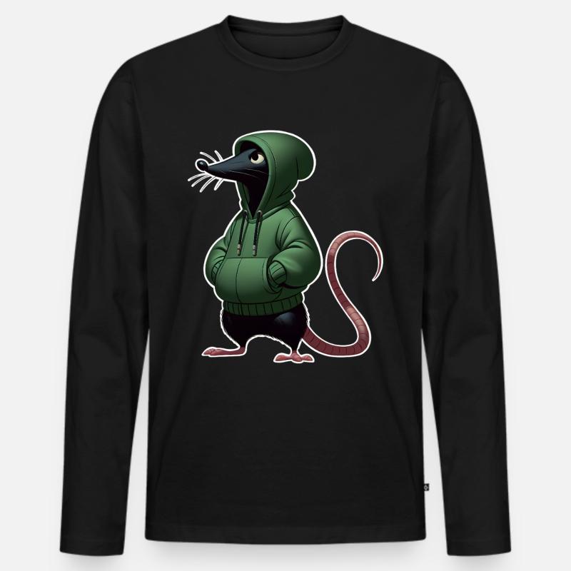 Maus - Männer Premium Bio Langarmshirt - Schwarz