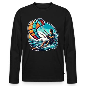 Kitesurfer Kiteboard Kitesurfen Kitesurf - Männer Premium Bio Langarmshirt - Schwarz - Vorne - Nico (187cm)