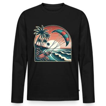Kitesurf Kitesurfer Kiteboard - T-shirt manches longues Premium bio Homme - noir - Devant - Nico (187cm)