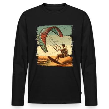 Kitesurfer Kiteboard Kitesurfen Kitesurf - Männer Premium Bio Langarmshirt - Schwarz - Vorne - Nico (187cm)